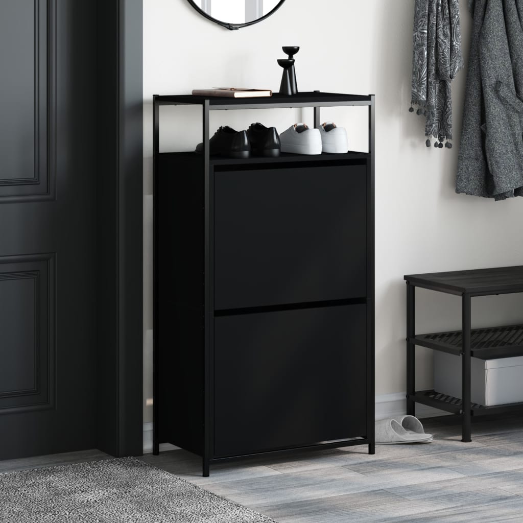 Shoe Cabinet Black 60x34x112 cm Engineered Wood