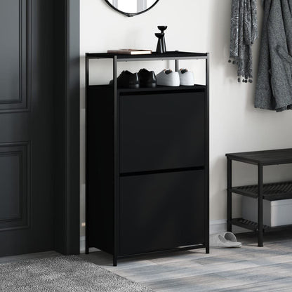 Shoe Cabinet Black 60x34x112 cm Engineered Wood