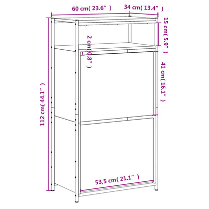 Shoe Cabinet Sonoma Oak 60x34x112 cm Engineered Wood