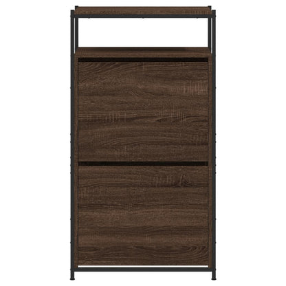 Shoe Cabinet Brown Oak 60x34x112 Engineered Wood