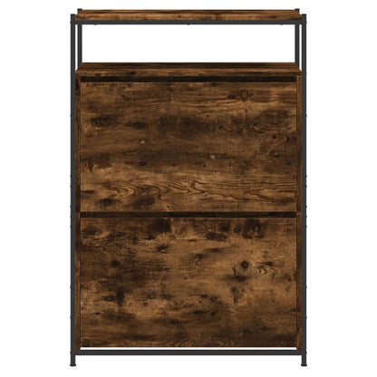 Shoe Cabinet Smoked Oak 75x34x112 Engineered Wood