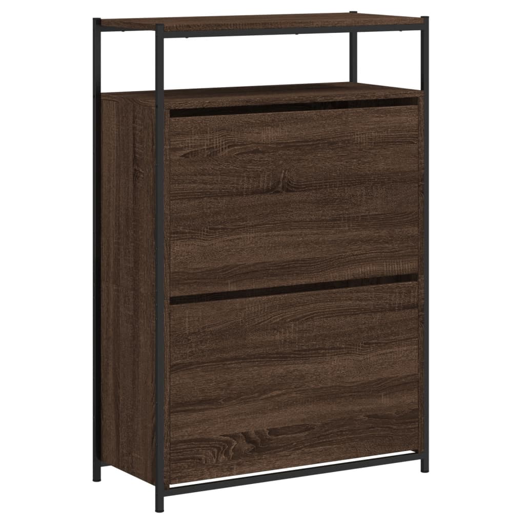 Shoe Cabinet Brown Oak 75x34x112 Engineered Wood