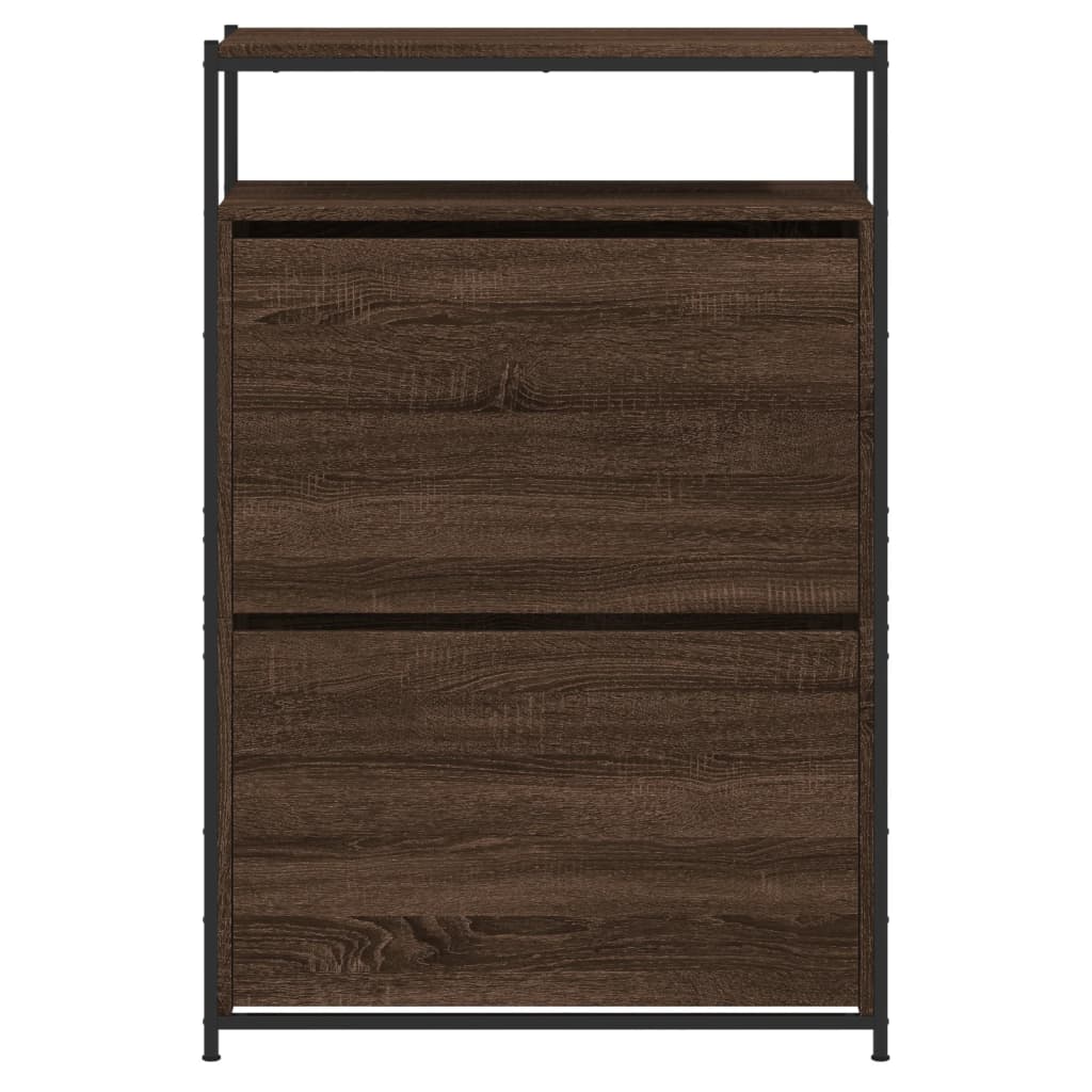 Shoe Cabinet Brown Oak 75x34x112 Engineered Wood