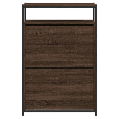 Shoe Cabinet Brown Oak 75x34x112 Engineered Wood
