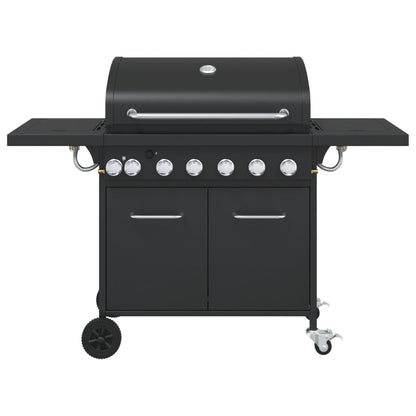 Gas BBQ Grill with 7 Burners Black Powder-coated Steel