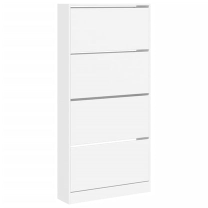 Shoe Cabinet with 4 Flip-Drawers White 80x21x163.5 cm