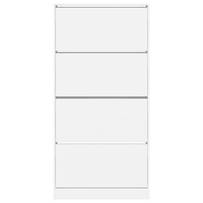 Shoe Cabinet with 4 Flip-Drawers White 80x21x163.5 cm
