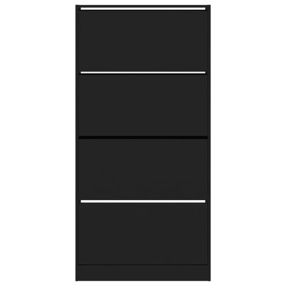 Shoe Cabinet with 4 Flip-Drawers Black 80x21x163.5 cm