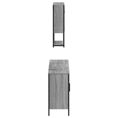 3 Piece Bathroom Furniture Set Grey Sonoma Engineered Wood