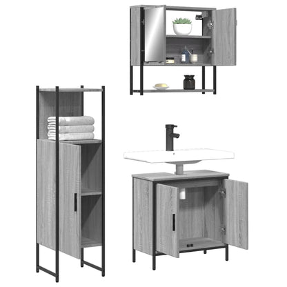 3 Piece Bathroom Furniture Set Grey Sonoma Engineered Wood