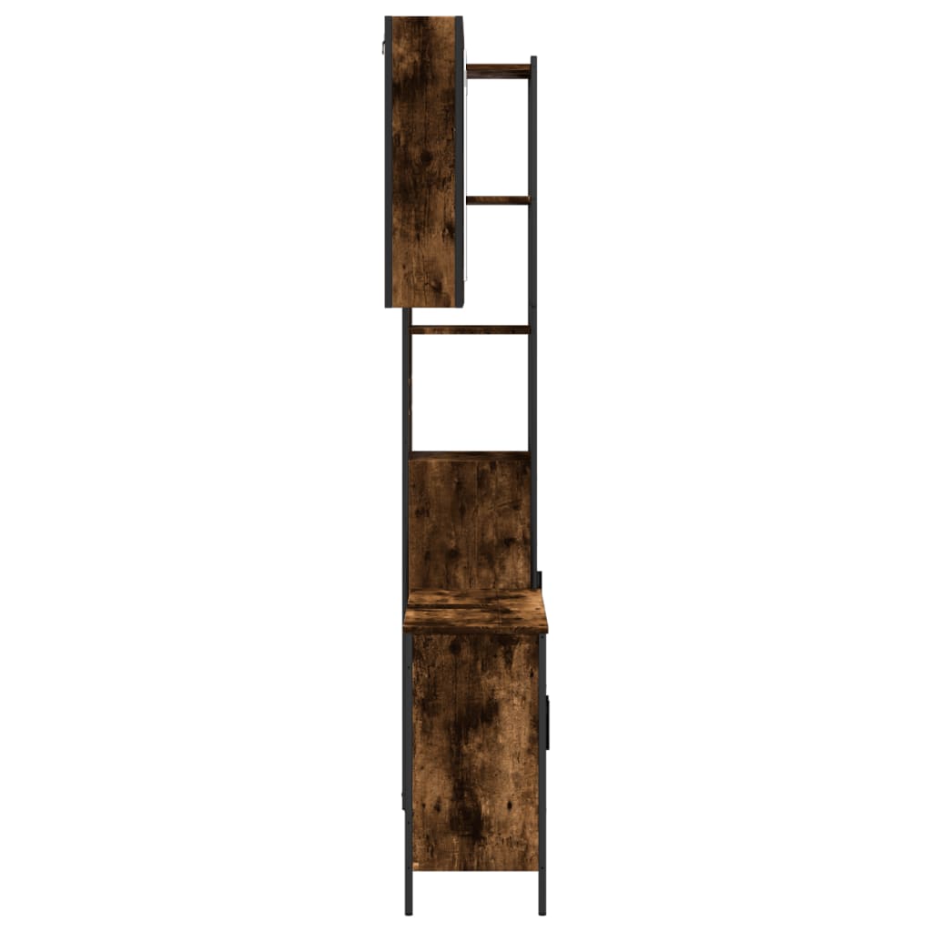 3 Piece Bathroom Cabinet Set Smoked Oak Engineered Wood