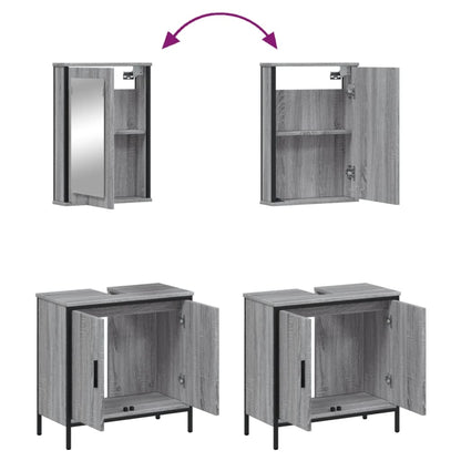 2 Piece Bathroom Furniture Set Grey Sonoma Engineered Wood