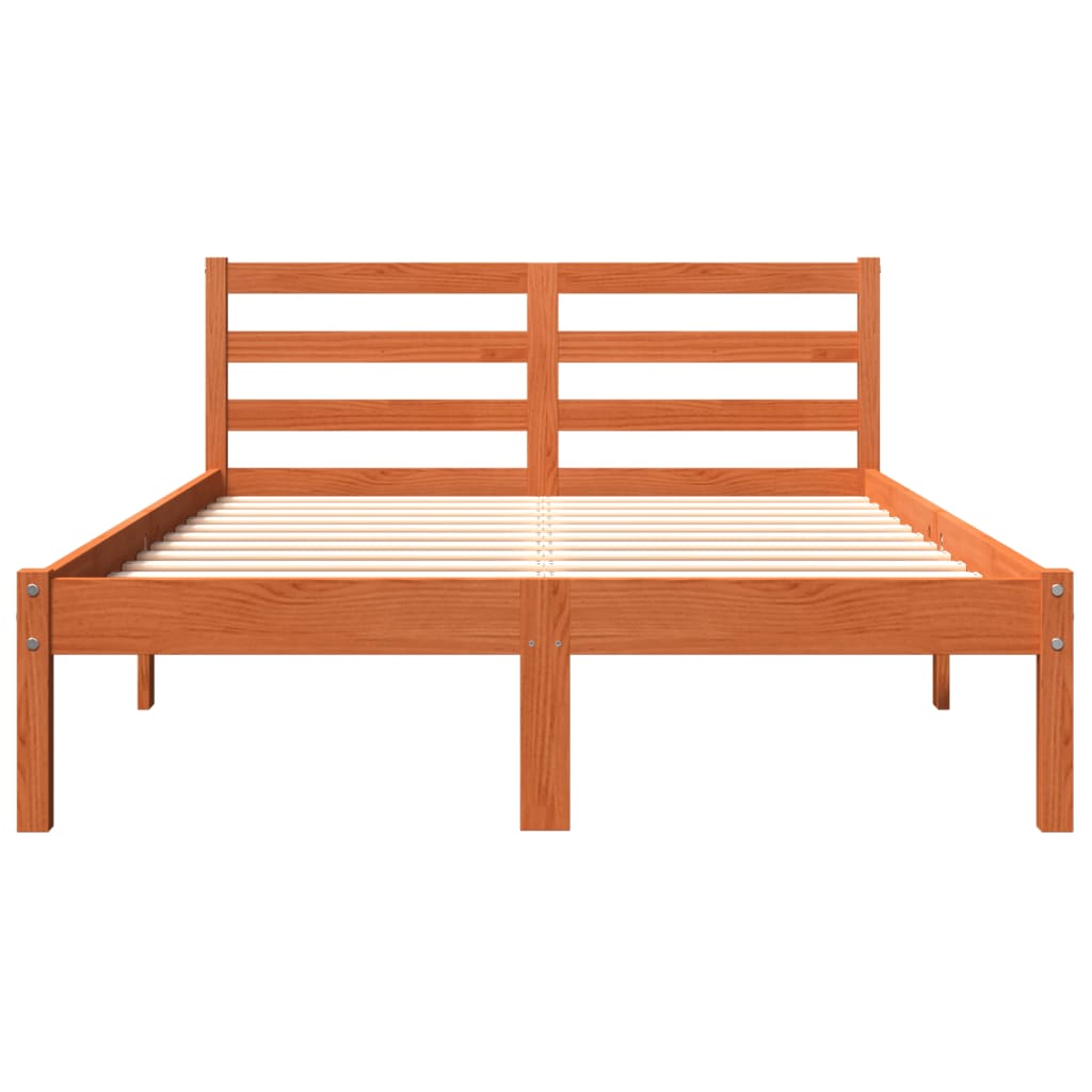 Bed Frame without Mattress Wax Brown 150x200 cm King Size Solid Wood Pine