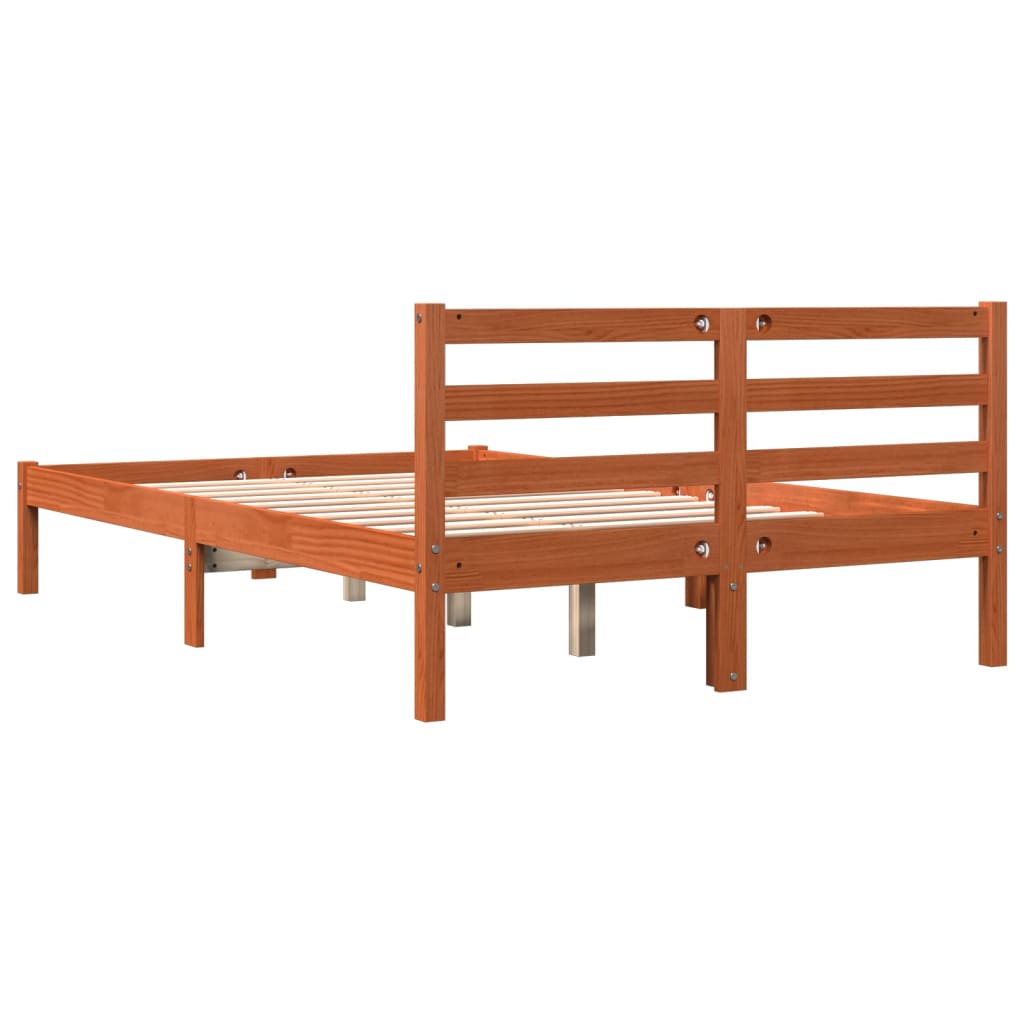 Bed Frame without Mattress Wax Brown 150x200 cm King Size Solid Wood Pine
