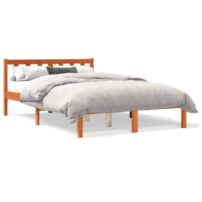 Bed Frame without Mattress Wax Brown 135x190 cm Double Solid Wood Pine