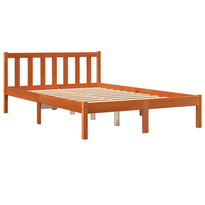 Bed Frame without Mattress Wax Brown 135x190 cm Double Solid Wood Pine