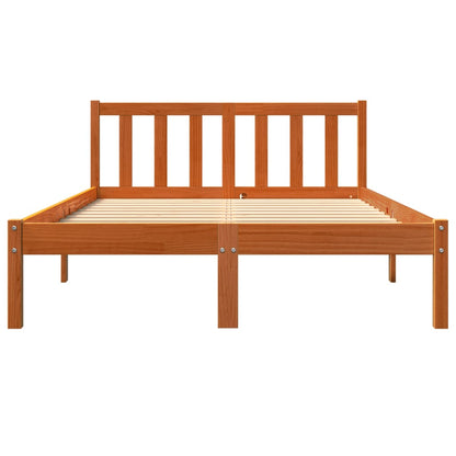 Bed Frame without Mattress Wax Brown 135x190 cm Double Solid Wood Pine