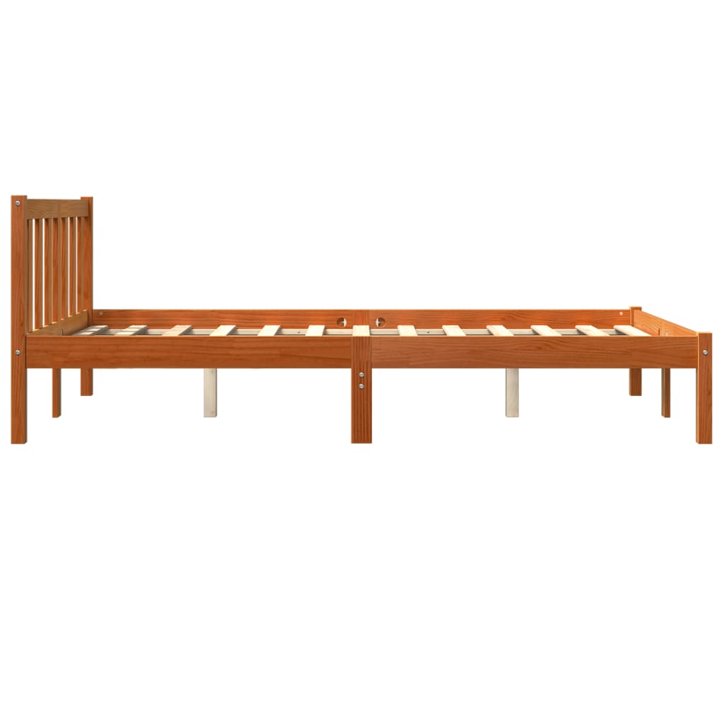 Bed Frame without Mattress Wax Brown 135x190 cm Double Solid Wood Pine