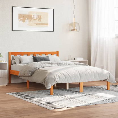 Bed Frame without Mattress Wax Brown 135x190 cm Double Solid Wood Pine