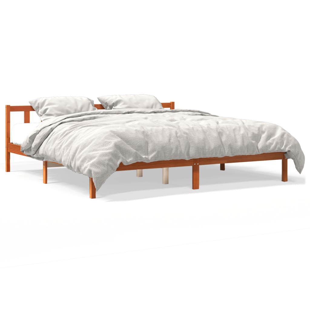 Bed Frame without Mattress Wax Brown 200x200 cm Solid Wood Pine