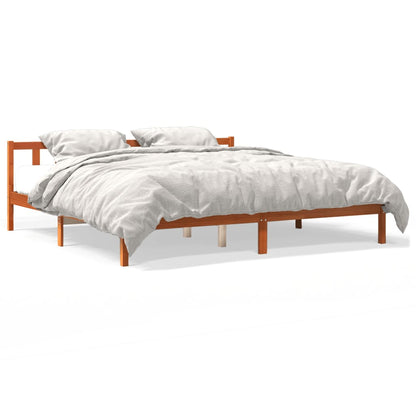 Bed Frame without Mattress Wax Brown 200x200 cm Solid Wood Pine