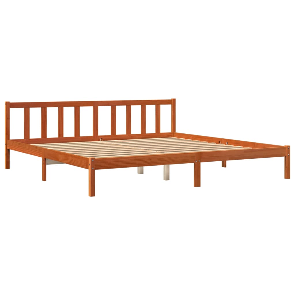 Bed Frame without Mattress Wax Brown 200x200 cm Solid Wood Pine