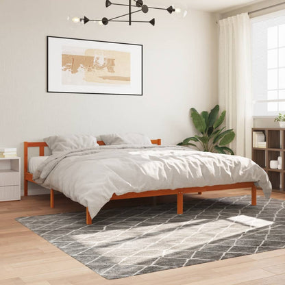 Bed Frame without Mattress Wax Brown 200x200 cm Solid Wood Pine