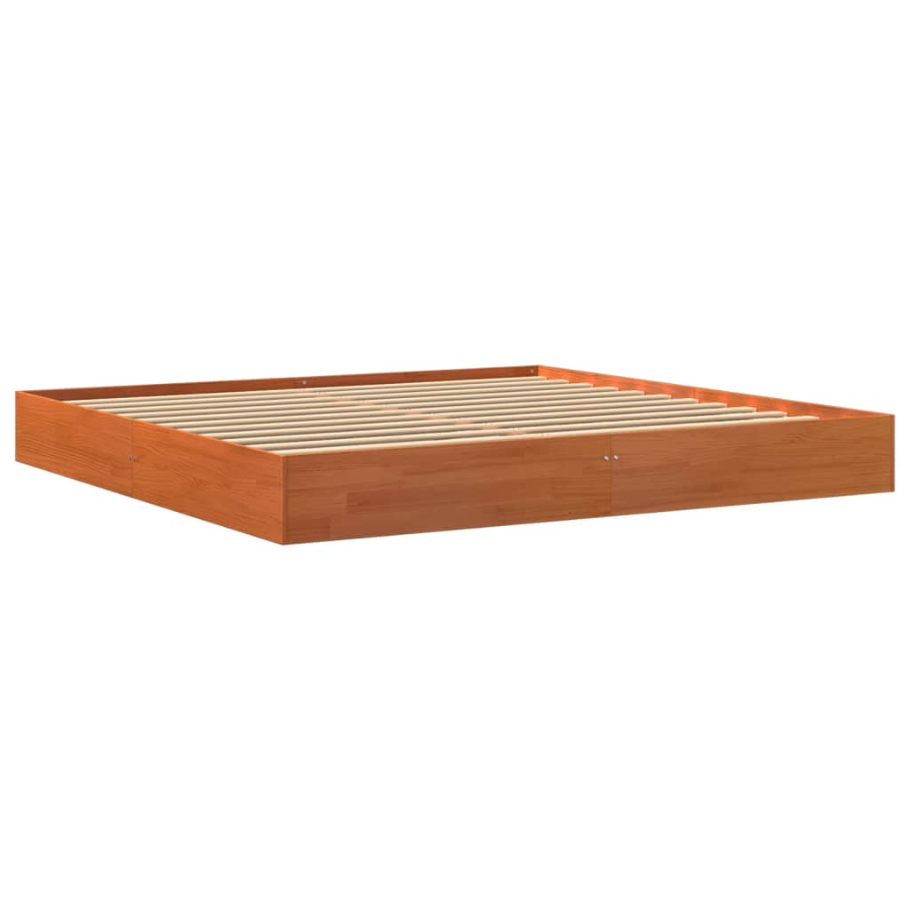 Bed Frame without Mattress Wax Brown 180x200 cm Super King Solid Wood Pine