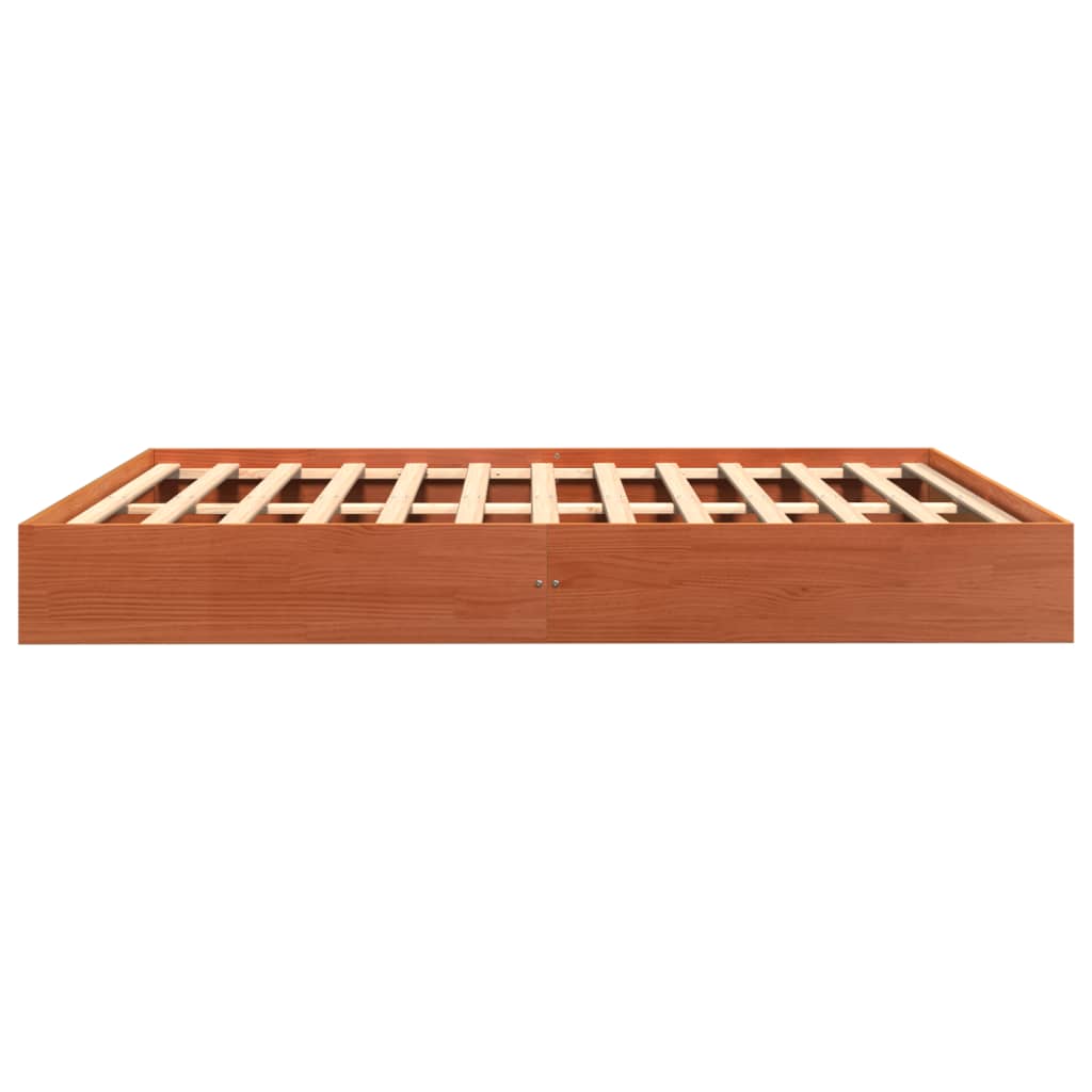 Bed Frame without Mattress Wax Brown 160x200 cm Solid Wood Pine