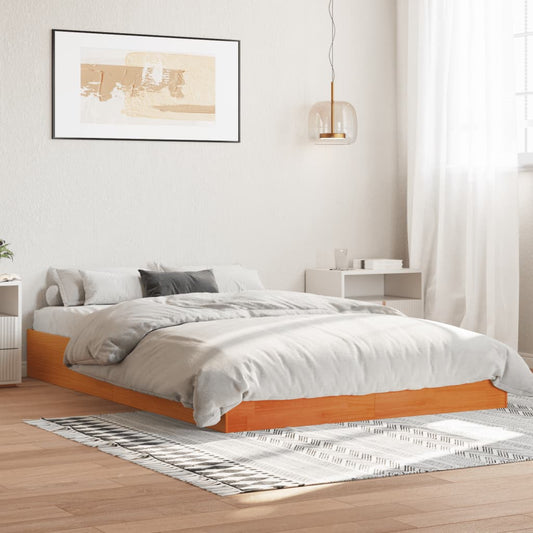 Bed Frame without Mattress Wax Brown 160x200 cm Solid Wood Pine