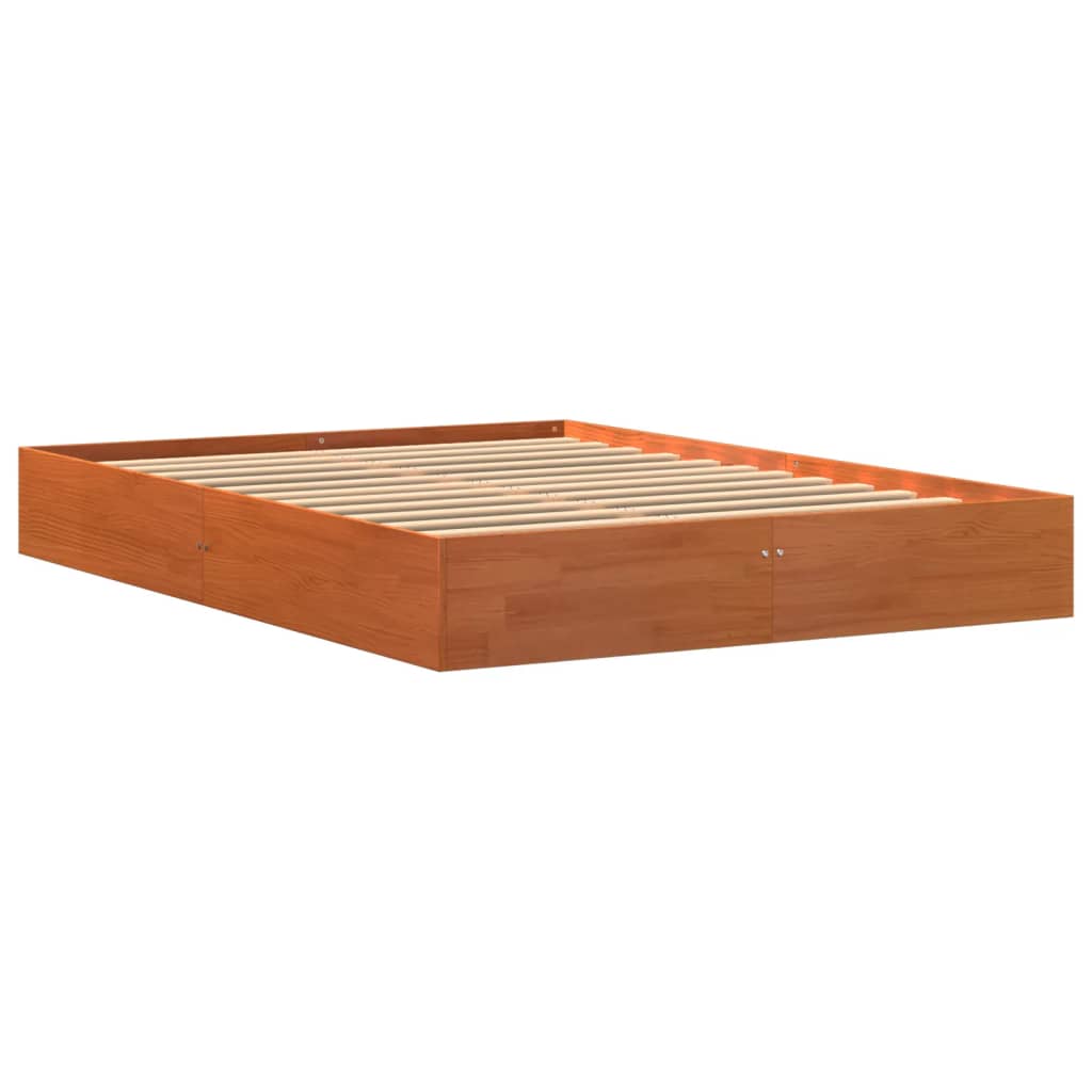 Bed Frame without Mattress Wax Brown 120x200 cm Solid Wood Pine