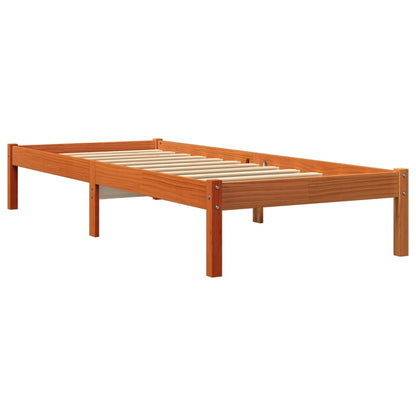 Bed Frame without Mattress Wax Brown 75x190 cm Small Single Solid Wood Pine