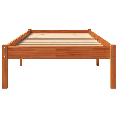 Bed Frame without Mattress Wax Brown 75x190 cm Small Single Solid Wood Pine