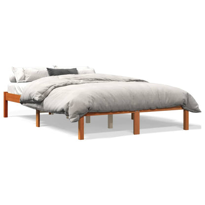 Bed Frame without Mattress Wax Brown 135x190 cm Double Solid Wood Pine