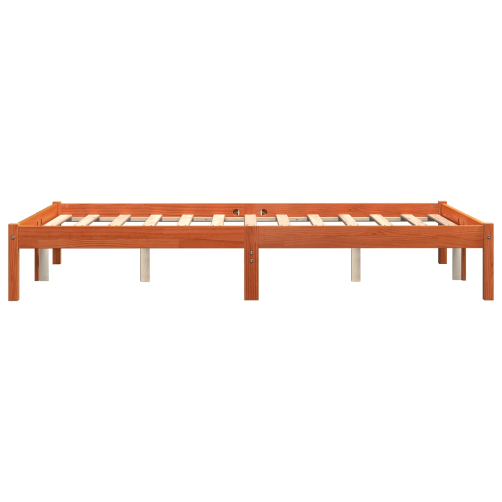 Bed Frame without Mattress Wax Brown 135x190 cm Double Solid Wood Pine