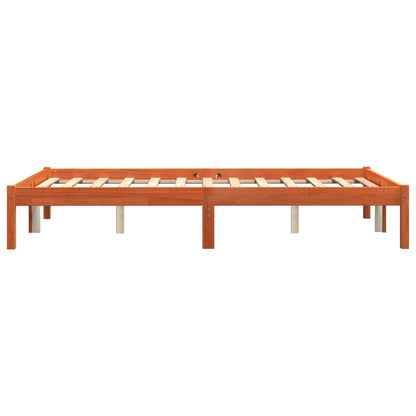 Bed Frame without Mattress Wax Brown 135x190 cm Double Solid Wood Pine