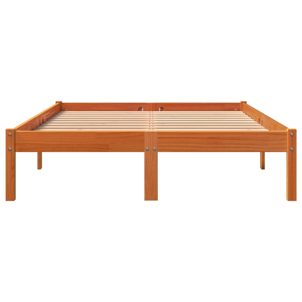 Bed Frame without Mattress Wax Brown 120x200 cm Solid Wood Pine