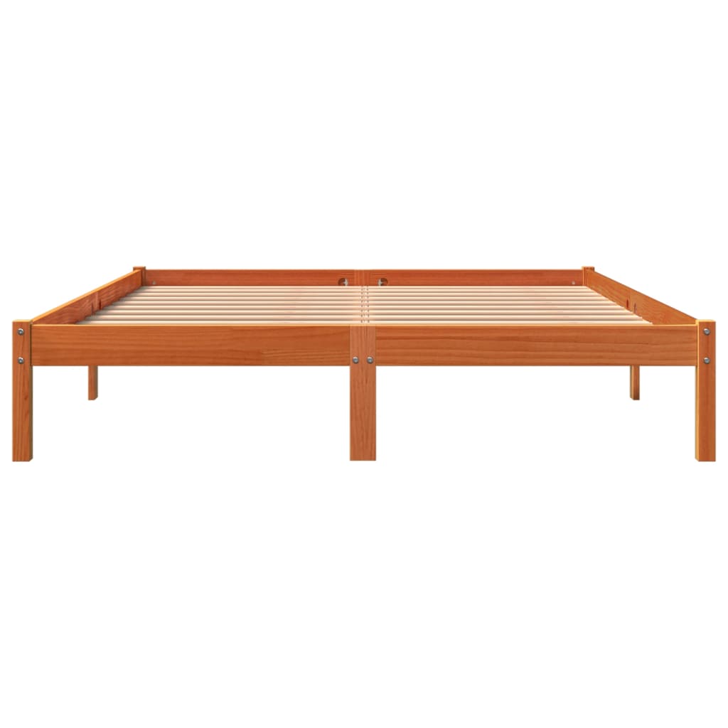 Bed Frame without Mattress Wax Brown 160x200 cm Solid Wood Pine