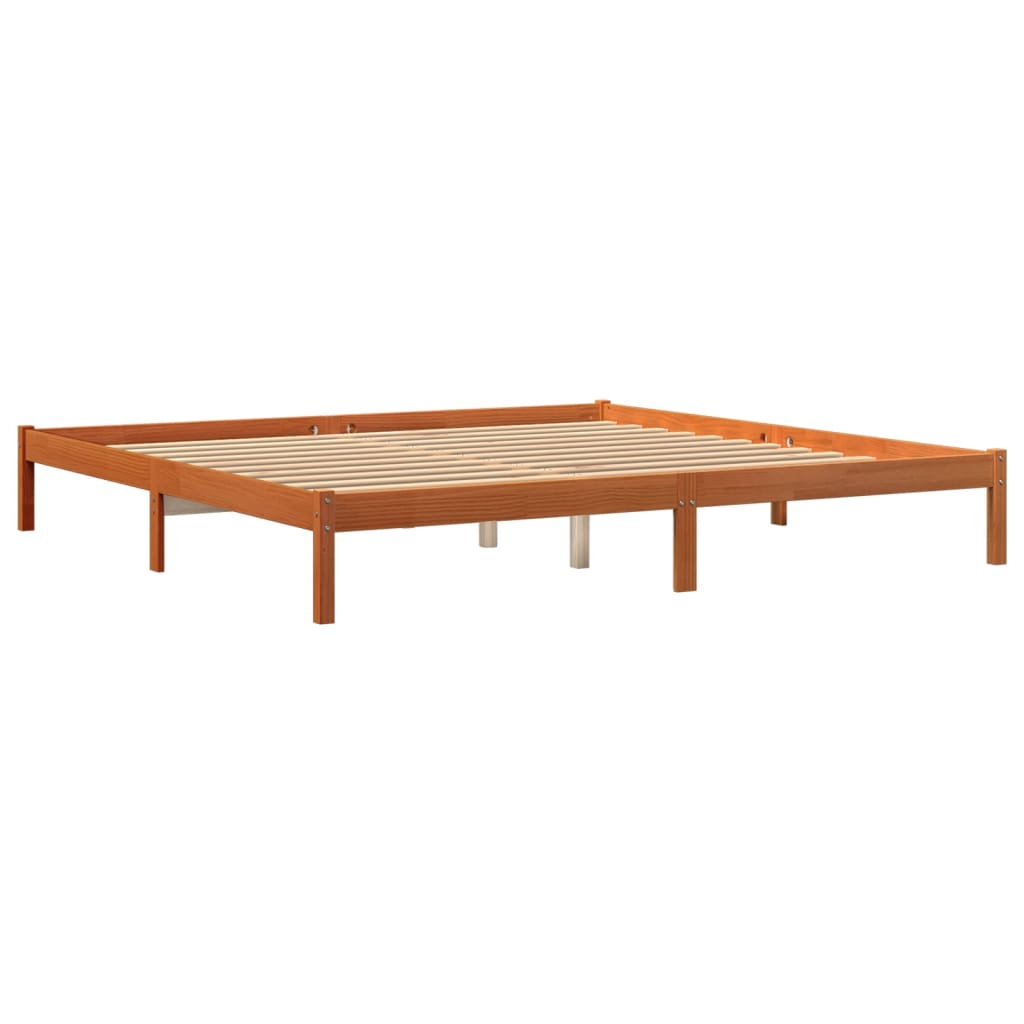 Bed Frame without Mattress Wax Brown 200x200 cm Solid Wood Pine
