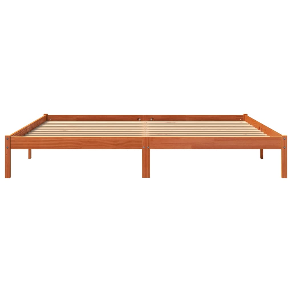Bed Frame without Mattress Wax Brown 200x200 cm Solid Wood Pine