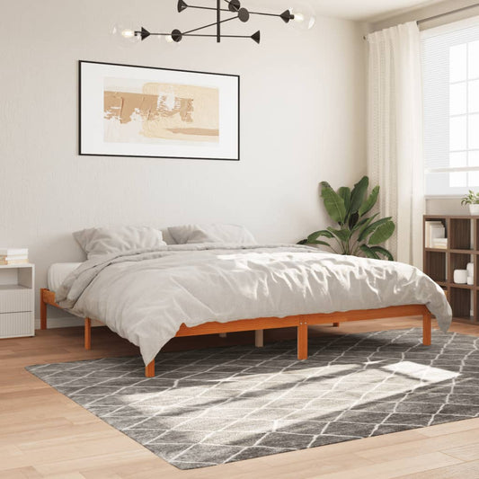 Bed Frame without Mattress Wax Brown 200x200 cm Solid Wood Pine