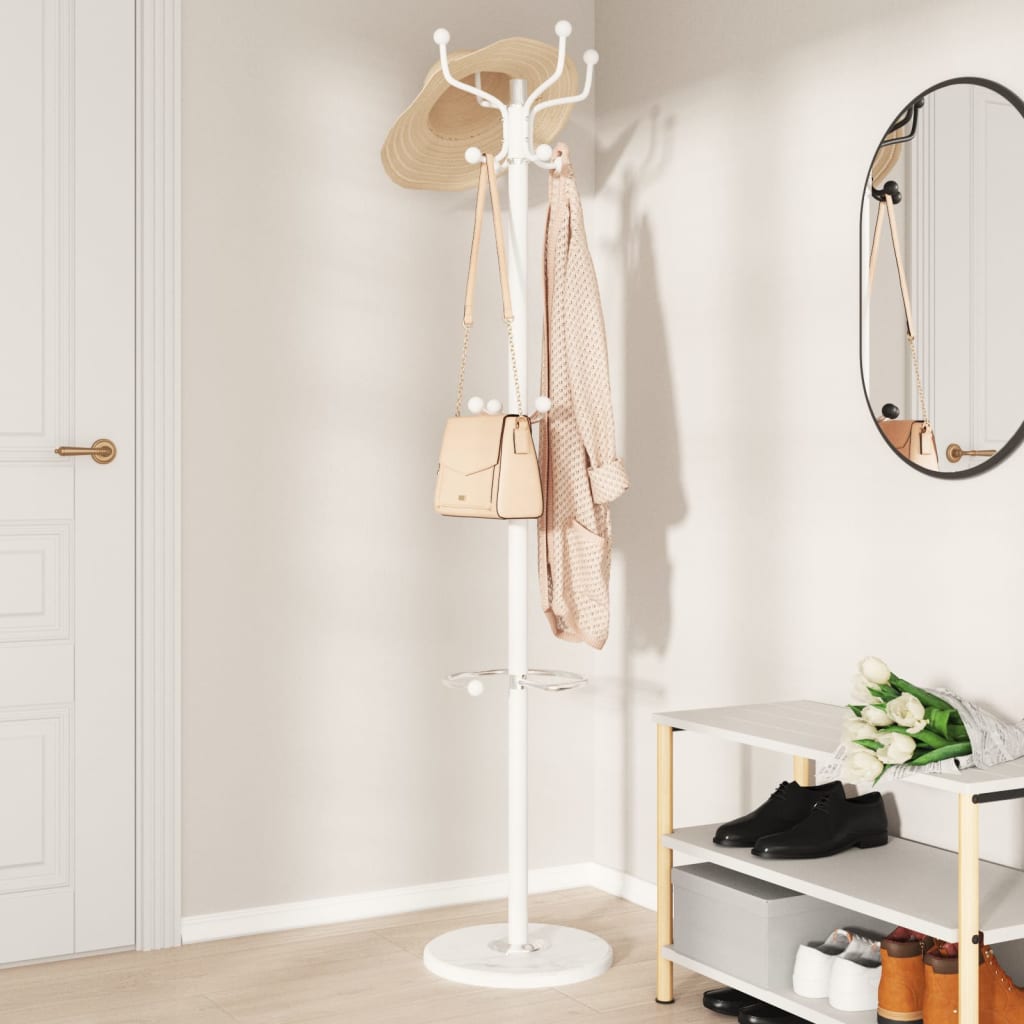 Coat Stand with Umbrella Holder White 180 cm Powder-coated Iron