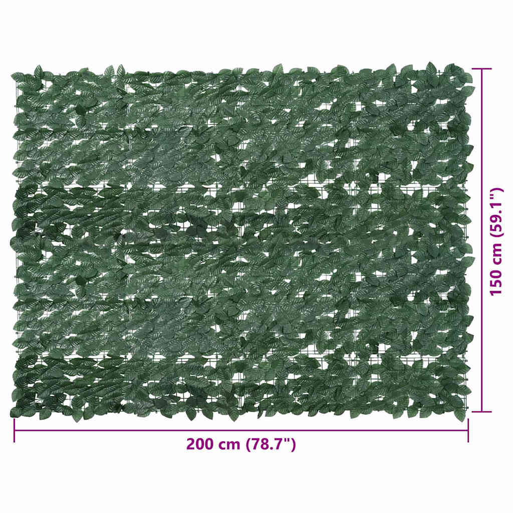 Balcony Screen with Dark Green Leaves 200x150 cm