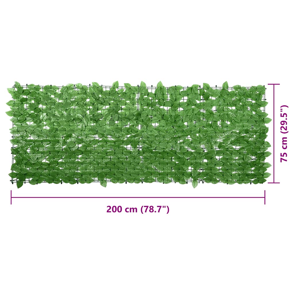 Balcony Screen with Green Leaves 200x75 cm
