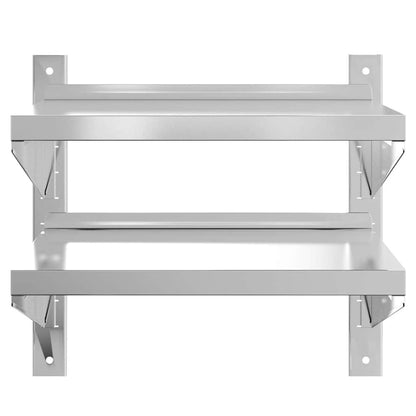 2-Tier Wall Shelf 50x40x48 cm Silver Stainless Steel
