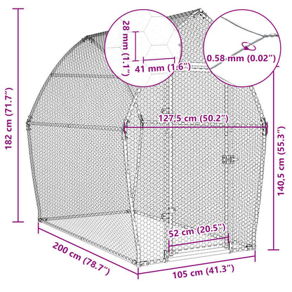 Chicken Cage Silver 200x105x182 cm Galvanised Steel