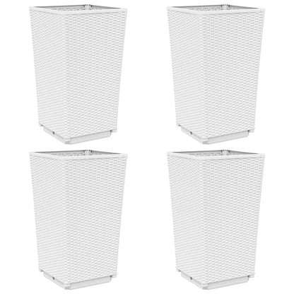 Garden Planters 4 pcs White 32.5x32.5x57 cm PP