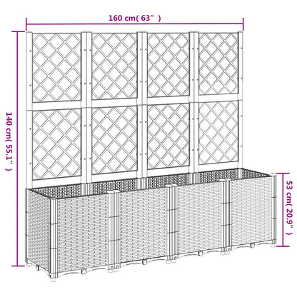 Garden Planter with Trellis Blue Grey 160x40x140 cm PP