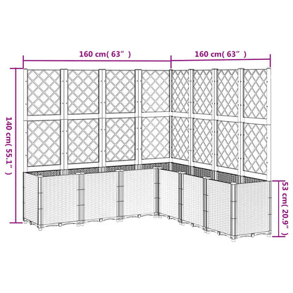 Garden Planter with Trellis Blue Grey 160x160x140 cm PP