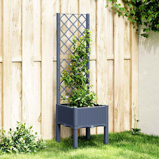 Garden Planter with Trellis Blue Grey 40x40x142 cm PP